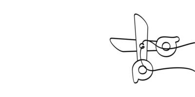 continuous line drawing of scissors symbol. abstract line art illustration vector