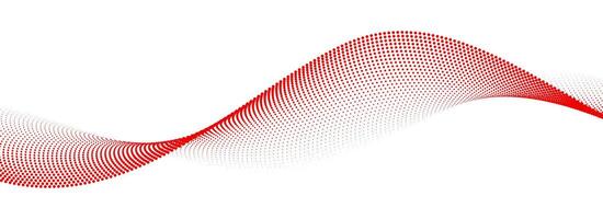 Red dotted wave line pattern. Halftone undulate net background. Abstract flowing particle lattice wallpaper. Curved dash gradient element for poser, banner, presentation, booklet, brochure vector