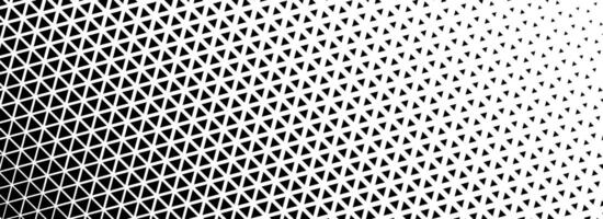 Triangle halftone gradient background. Geometric triangular tech pattern texture. Black abstract fading gradation wallpaper. Vanishing mosaic pop art backdrop for booklet, flyer, poster, banner vector