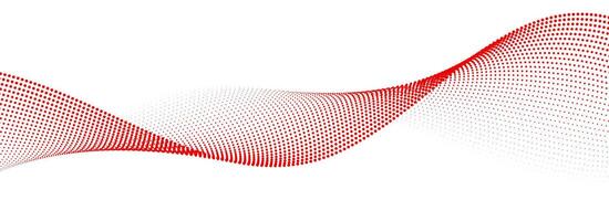 Red dotted wave line pattern. Red halftone undulate net background. Abstract flowing particle wallpaper. Curved dashed gradient element for poser, banner, presentation, booklet, flyer, brochure vector