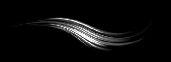 Grey wind lines element. Light gray curve speed effect. Air stream flow wavy motion trace. Wind blow wave concept. Swoosh and swirl stripe path design illustration. Gris swoosh background vector