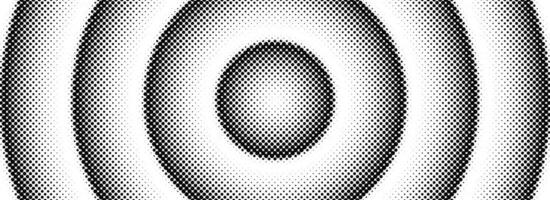 Halftone circle background. Black and white dotted circular gradient. Radial comic target texture. Grunge rough round pop art backdrop. Fading dots line epicenter wallpaper concept. vector