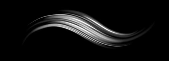 Grey wind line element. Light gray curve speed effect. Air stream flow wavy motion trace. Wind blow wave concept. Swoosh and swirl stripe path design illustration. Gris swoosh form vector