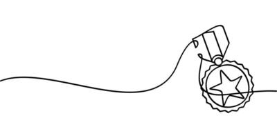 continuous line drawing of medal charter symbol. abstract line art illustration vector