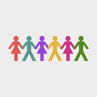 Colorful silhouettes of people holding hands creating world peace vector