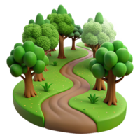 wonderful traditional A winding dirt path through a lush green forest, dappled sunlight, realistic rendering, inviting atmosphere, high resolution png