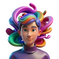 serene artistic Portrait of a person with their emotions visualized as swirling colors, abstract and expressive style detailed png
