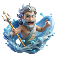 wonderful modern A powerful Poseidon, wielding a trident and commanding the waves, his beard and hair formed from flowing water. Dynamic, Romantic style original png