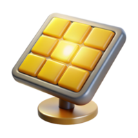 vibrant minimalist A solar panel array absorbing sunlight, glowing with a warm yellow light, aerial view, environmental technology style detailed png