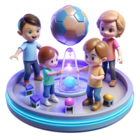 beautiful minimalist A group of children playing with holographic toys in a futuristic playground. Bright, playful lighting. Cartoon style detailed png