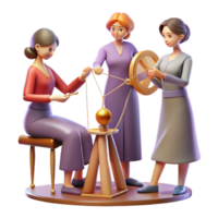 extraordinary creative The Fates, three women spinning, measuring, and cutting the thread of life, illuminated by a single, ethereal light source. Dramatic, chiaroscuro lighting high resolution png