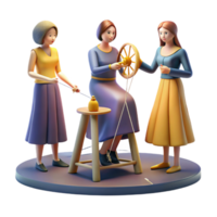 elegant abstract The Fates, three women spinning, measuring, and cutting the thread of life, illuminated by a single, ethereal light source. Dramatic, chiaroscuro lighting high quality png