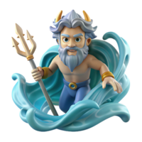 extraordinary traditional A powerful Poseidon, wielding a trident and commanding the waves, his beard and hair formed from flowing water. Dynamic, Romantic style authentic png