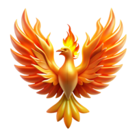 beautiful creative A majestic phoenix rising from a pyre of golden flames, its wings a kaleidoscope of vibrant colors. Backlighting creates a silhouette effect. Art Deco style exclusive png
