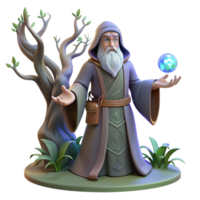 stunning artistic A wise, old Celtic druid casting a spell in a moonlit grove, intricate knotwork patterns glowing on his robes, ethereal lighting, art nouveau style, exclusive png