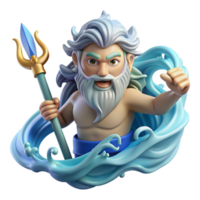 stunning classic A powerful Poseidon, wielding a trident and commanding the waves, his beard and hair formed from flowing water. Dynamic, Romantic style professional png