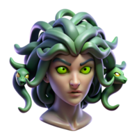 wonderful artistic Medusa, with snakes for hair, turning a warrior to stone, her eyes glowing menacingly, chiaroscuro lighting, surrealism style, genuine png