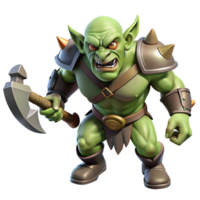 magnificent modern A fierce Orc warrior charging into battle, wielding a crude axe, dark and gritty style, dynamic lighting, authentic png