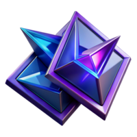 wonderful classic Fractured geometric shapes, primarily triangles and squares, in shades of deep violet and electric blue, with sharp, contrasting edges and neon light accents high resolution png
