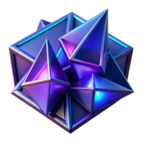 dramatic traditional Fractured geometric shapes, primarily triangles and squares, in shades of deep violet and electric blue, with sharp, contrasting edges and neon light accents 4K png