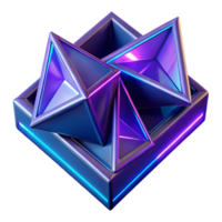 wonderful artistic Fractured geometric shapes, primarily triangles and squares, in shades of deep violet and electric blue, with sharp, contrasting edges and neon light accents high resolution png