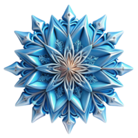vibrant minimalist An intricate, fractal pattern resembling a snowflake in shades of blue and white, illuminated by a cool, icy light. Rendered in a delicate, fractal art style premium png