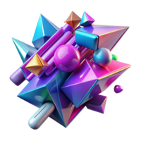 impressive contemporary A dynamic composition of fragmented, geometric shapes, in vibrant, neon colors, with a sense of speed and motion, rendered in a cyberpunk style genuine png