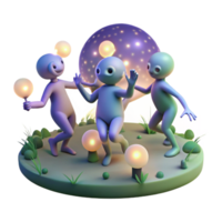 extraordinary traditional A group of playful sprites dancing in a moonlit glade, surrounded by glowing orbs, dreamlike style, ethereal moonlight high resolution png