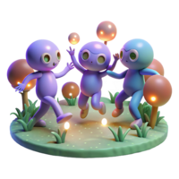 elegant classic A group of playful sprites dancing in a moonlit glade, surrounded by glowing orbs, dreamlike style, ethereal moonlight authentic png