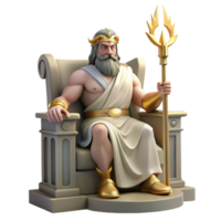 magnificent rustic A stoic Roman god, Jupiter, holding a lightning bolt, seated on a majestic throne, depicted in a realistic style with dramatic, theatrical lighting authentic png