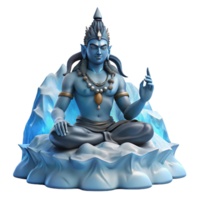 impressive modern A powerful Hindu god, Shiva, meditating in the Himalayas, surrounded by swirling snow and ice, rendered in a realistic style with crisp, clear light 4K png