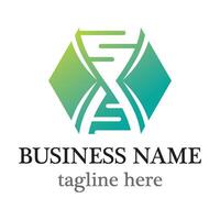 DNA helix and hexagon logo template icon design vector