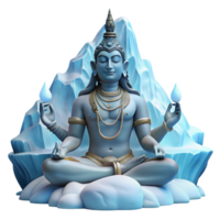 dramatic artistic A powerful Hindu god, Shiva, meditating in the Himalayas, surrounded by swirling snow and ice, rendered in a realistic style with crisp, clear light genuine png