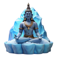 elegant creative A powerful Hindu god, Shiva, meditating in the Himalayas, surrounded by swirling snow and ice, rendered in a realistic style with crisp, clear light exclusive png