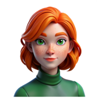 beautiful traditional Portrait of a young woman with fiery red hair, freckles, and piercing green eyes, lit by a soft Rembrandt light, painted in the style of John Singer Sargent exclusive png