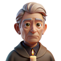 impressive abstract Portrait of an elderly man with deep wrinkles and a thoughtful expression, illuminated by a single candle, in the style of a Caravaggio chiaroscuro painting high resolution png