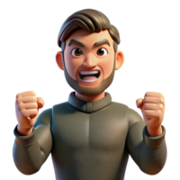 extraordinary creative Portrait of a man with a determined expression and clenched fists, lit by a powerful, heroic light, in a strong, resilient style genuine png