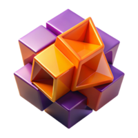 stunning artistic Fractured geometric shapes in shades of deep violet and vibrant orange, lit by a stark, contrasting light, in a Cubist style genuine png