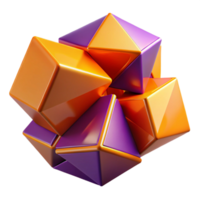 wonderful artistic Fractured geometric shapes in shades of deep violet and vibrant orange, lit by a stark, contrasting light, in a Cubist style authentic png