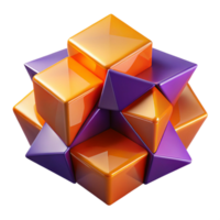 magnificent vintage Fractured geometric shapes in shades of deep violet and vibrant orange, lit by a stark, contrasting light, in a Cubist style original png