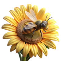 elegant abstract A close-up of a bee collecting pollen from a sunflower, golden hour light, macro photography style premium png