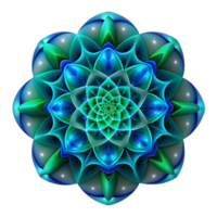 dramatic abstract A complex fractal pattern in shades of deep blue and emerald green, illuminated by a glowing, ethereal light, in a mathematical style detailed png