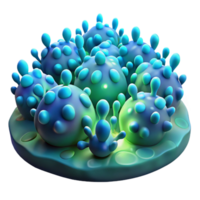 dramatic abstract A field of textured, organic shapes resembling microscopic organisms, illuminated by a vibrant, bioluminescent light, in a scientific style high quality png