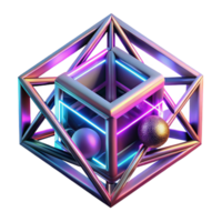 serene contemporary A dynamic composition of intersecting lines and geometric shapes, illuminated by a neon, cyberpunk light, in a futuristic style exclusive png