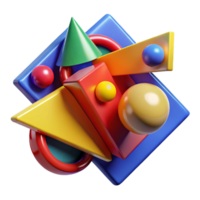 impressive minimalist A dynamic composition of fragmented, geometric shapes in bold, primary colors, illuminated by a bright, pop art light, in a de stijl style high quality png
