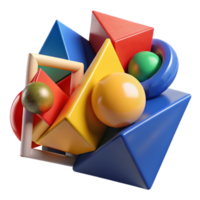 vibrant rustic A dynamic composition of fragmented, geometric shapes in bold, primary colors, illuminated by a bright, pop art light, in a de stijl style premium png