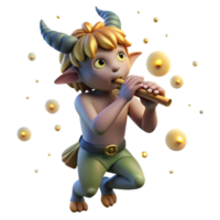 beautiful vintage A mischievous satyr, playing a pan flute in a moonlit glade, surrounded by fireflies. Art Deco style authentic png