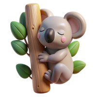 stunning rustic A sleepy koala clinging to a eucalyptus tree, soft pastel illustration, warm afternoon sunlight authentic png