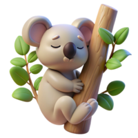 stunning artistic A sleepy koala clinging to a eucalyptus tree, soft pastel illustration, warm afternoon sunlight genuine png