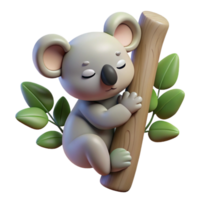 stunning creative A sleepy koala clinging to a eucalyptus tree, soft pastel illustration, warm afternoon sunlight high quality png